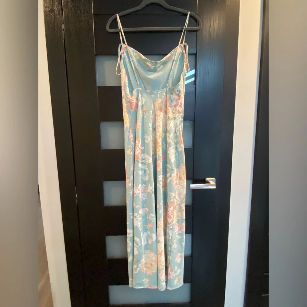 Abercrombie & Fitch Floral Maxi Slip Dress in Light Blue and Peach